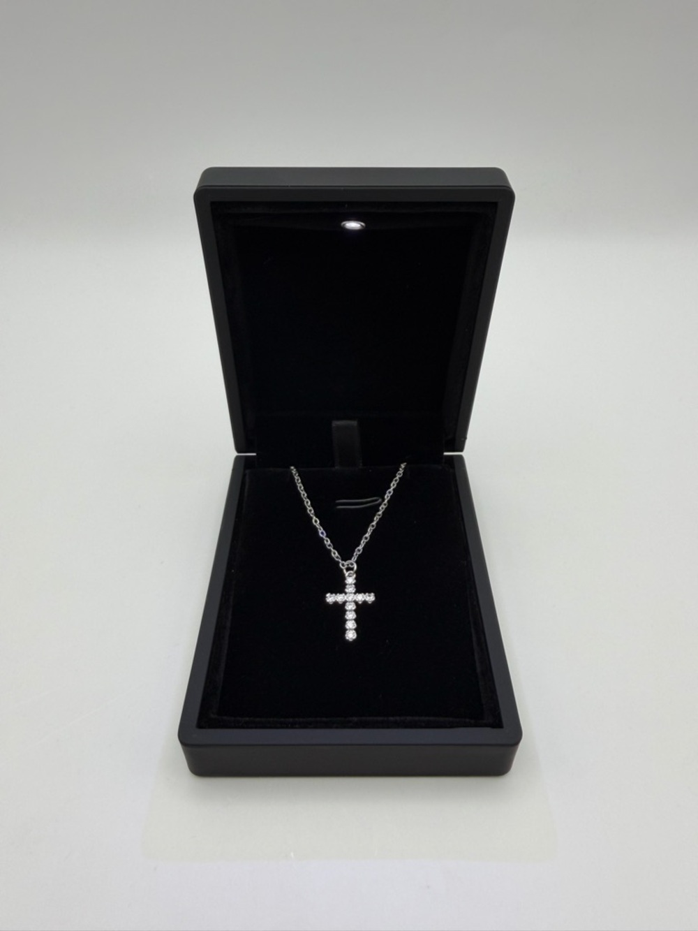 Silver Crystal Cross Necklace
